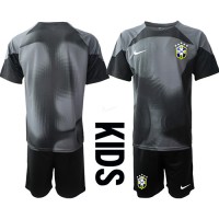 Brasilien Torwart Fußballbekleidung Heimtrikot Kinder WM 2022 Kurzarm (+ kurze hosen)
